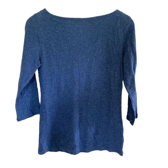 NWOT Ann Taylor Loft speckled 3/4 sleeve blouse blue small - Picture 2 of 6